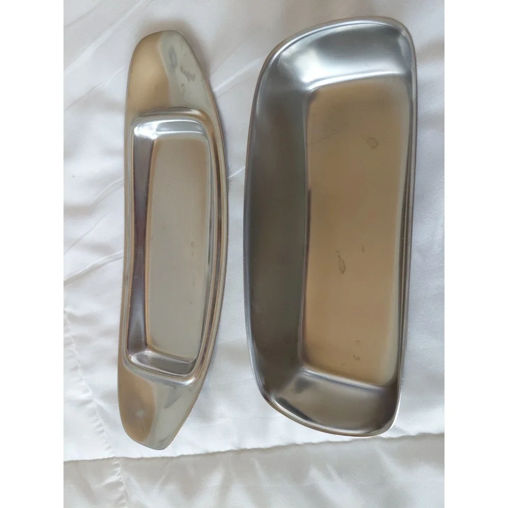 Vintage 1960's Stainless Steel Butter Dish German MCM Stamped NICE